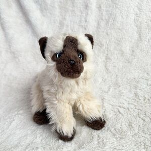 Toys R Us Siamese Cat Realistic Blue Eye Stuffed Animal 9” Plush Brown Tan 2012